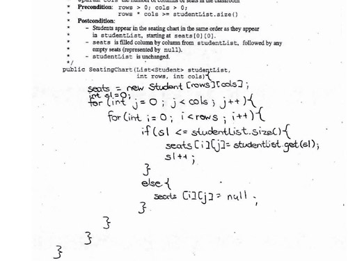 AP Computer Science Free Response Question