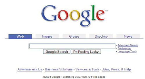 Google's 2003 Home Page