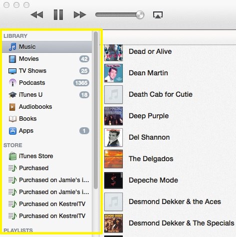 iTunes Modeless Sidebar