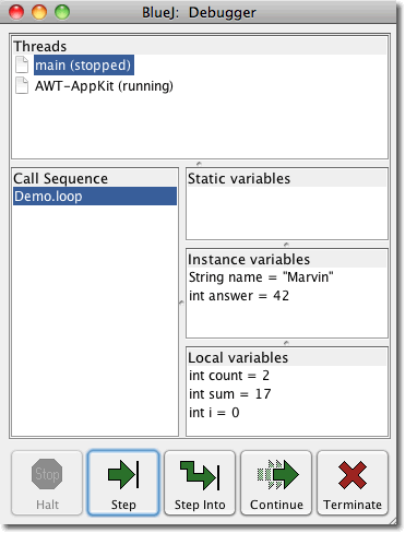 Blue J Debugger Window