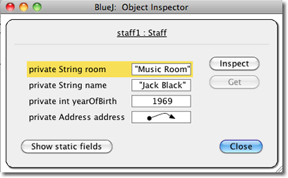 BlueJ Object Inspector