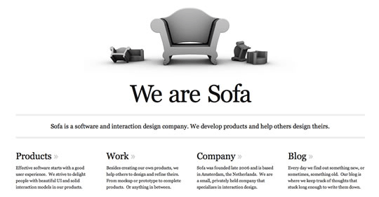 White Website: madebysofa.com
