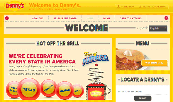 Yellow Website: dennys.com