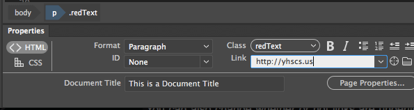 Adding Links in Dreamweaver