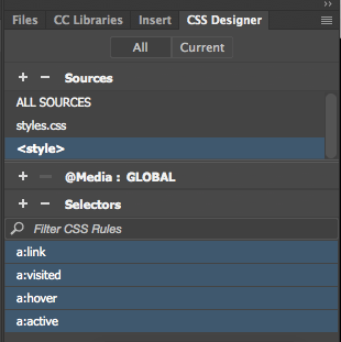 Moving Link State Styles in Dreamweaver