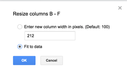 Resize Columsn in Google Sheets