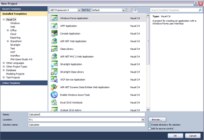 The Visual Studio Start Screen