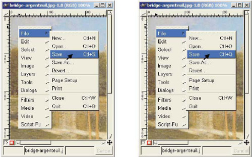 Gimp Context Menu Shortcuts