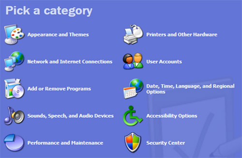The Windows XP Control Panel